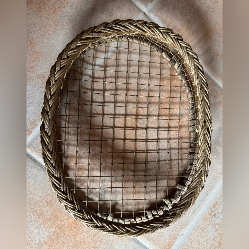 Vintage Woven Wire Basket - Golden Brown